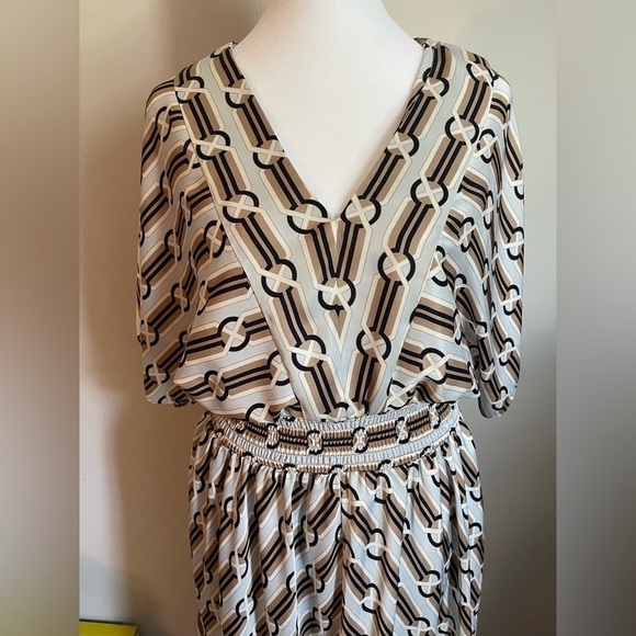 Ann Taylor Dress Size Medium Maxi Dress Blue and Tan - Picture 7 of 7